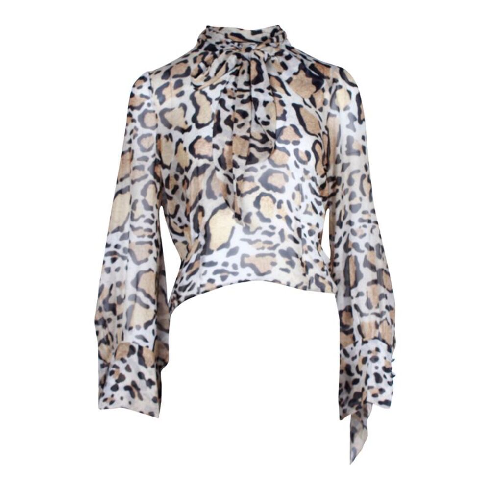 Petar Petrov Leopard-Print Top in Multicolor Silk